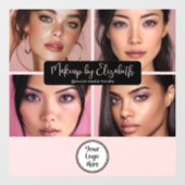 Makeup Studio Blush Roze Schrift 4 Foto Uw Logo Raamsticker (Vel)