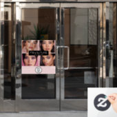 Makeup Studio Blush Roze Schrift 4 Foto Uw Logo Raamsticker (Kantoordeur)