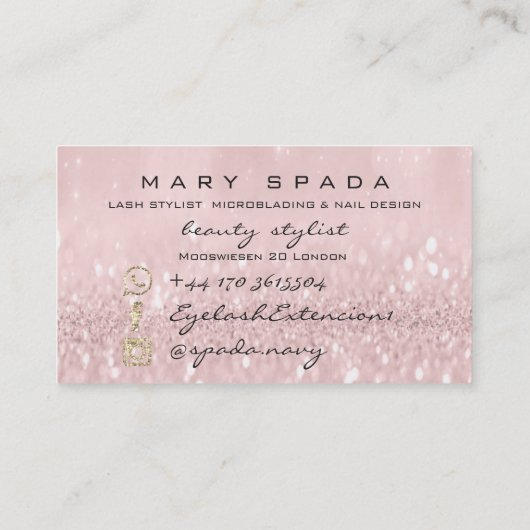 Makeup Studio Eyebrows Lashes Roze KUUROnagels Visitekaartje (Achterkant)