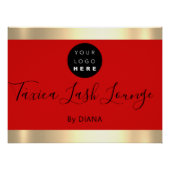 Makeup Studio Eyelashes Extension Logo Red Gold Perfect Poster (Voorkant)