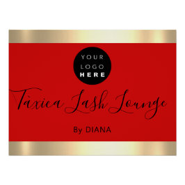 Makeup Studio Eyelashes Extension Logo Red Gold Perfect Poster