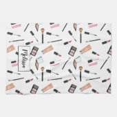 Makeup Stuff Illustrated Pattern Personalized Name Theedoek (Horizontaal)