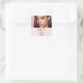 Makeup Thank You Photo Blush Pink Script Your Logo Vierkante Sticker (Tas)