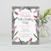 Makeup ThMET Birthday Party Invitation Kaart (Staand voorkant)