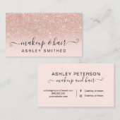 Makeup typografie blauw roos goud glitter ombre visitekaartje (Voorkant / Achterkant)