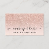 Makeup typografie blauw roos goud glitter ombre visitekaartje (Voorkant)