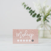 Makeup typografie blush roos gold punch card klantenkaartje (Staand voorkant)
