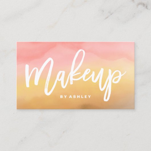 Makeup typografie boho ombre waterverf visitekaartje (Voorkant)