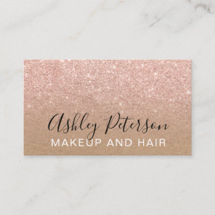 Makeup typografie bruin kraft roos goud glitter visitekaartje