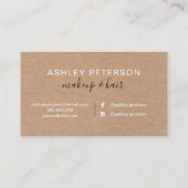 Makeup typografie bruin kraft roos goud glitter visitekaartje (Achterkant)