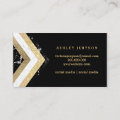 Makeup typografie chevron marble gold strepen visitekaartje (Achterkant)