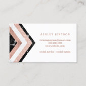 Makeup typografie chevron marble roos gold strepen visitekaartje (Achterkant)