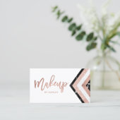 Makeup typografie chevron marble roos gold strepen visitekaartje (Staand voorkant)