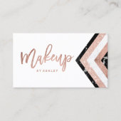 Makeup typografie chevron marble roos gold strepen visitekaartje (Voorkant)