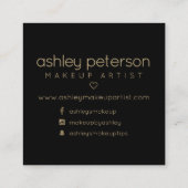 Makeup typografie goud zwarte sociale media vierkante visitekaartje (Achterkant)