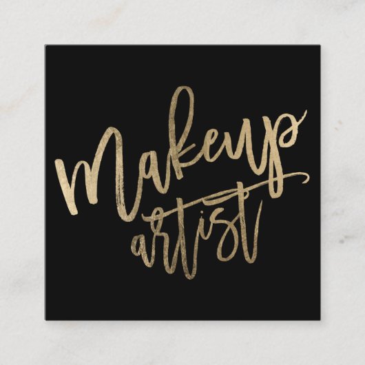 Makeup typografie goud zwarte sociale media vierkante visitekaartje (Voorkant)