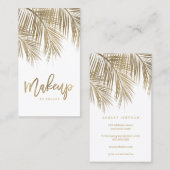 Makeup typografie goudpalm blauw wit visitekaartje (Voorkant / Achterkant)