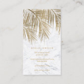 Makeup-typografie goudpalmboombladmarmer visitekaartje (Achterkant)
