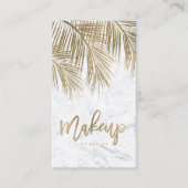 Makeup-typografie goudpalmboombladmarmer visitekaartje (Voorkant)