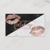 Makeup typografie lippen faux roos goudmarmer visitekaartje (Voorkant)