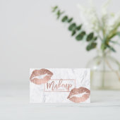 Makeup typografie lippen faux roos goudmarmer visitekaartje (Staand voorkant)
