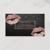 Makeup typografie lippen roos goud zwarte glitter visitekaartje (Achterkant)