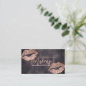 Makeup typografie lippen roos gouden grijze waterv visitekaartje (Staand voorkant)