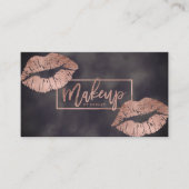 Makeup typografie lippen roos gouden grijze waterv visitekaartje (Voorkant)