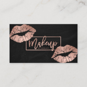 Makeup typografie lippen roos gouden zwarte krijt visitekaartje
