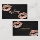 Makeup typografie lippen roos gouden zwarte krijt visitekaartje (Voorkant / Achterkant)