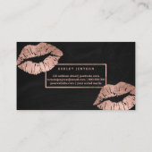Makeup typografie lippen roos gouden zwarte krijt visitekaartje (Achterkant)
