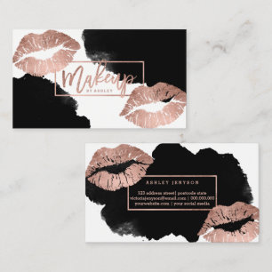 Makeup typografie lippen roos gouden zwarte waterv visitekaartje