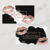 Makeup typografie lippen roos gouden zwarte waterv visitekaartje (Voorkant / Achterkant)