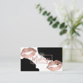 Makeup typografie lippen roos gouden zwarte waterv visitekaartje (Staand voorkant)