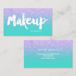 Makeup typografie mermaid lavender turquoise visitekaartje
