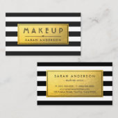 Makeup Typografie Modern Gold Label Black Stripes (Voorkant / Achterkant)