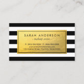 Makeup Typografie Modern Gold Label Black Stripes (Achterkant)