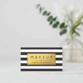 Makeup Typografie Modern Gold Label Black Stripes (Staand voorkant)