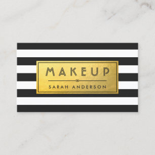 Makeup Typografie Modern Gold Label Black Stripes