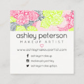 Makeup typografie neon floral mandala roze geel vierkante visitekaartje (Achterkant)