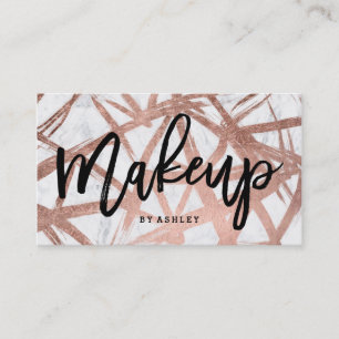 Makeup typografie roos goud borstelmarmer visitekaartje