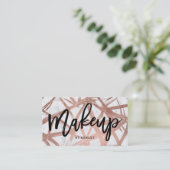 Makeup typografie roos goud borstelmarmer visitekaartje (Staand voorkant)