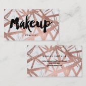 Makeup typografie van roos goud borstelmarmer visitekaartje (Voorkant / Achterkant)