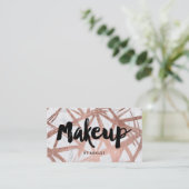 Makeup typografie van roos goud borstelmarmer visitekaartje (Staand voorkant)