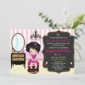 Makeup verjaardagsuitnodiging Glamor party Kaart (Staand voorkant)