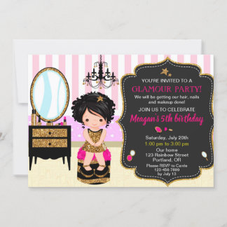 Makeup verjaardagsuitnodiging Glamor party Kaart