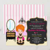 Makeup verjaardagsuitnodiging Lipstick haar Kaart (Voorkant / Achterkant)