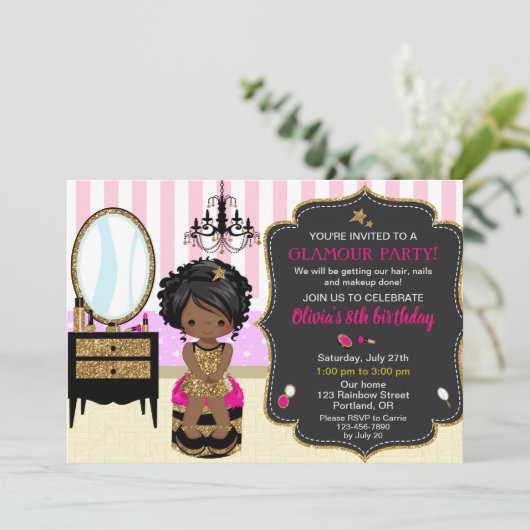 Makeup verjaardaguitnodiging Keuze nagellak uitnod Kaart (Staand voorkant)