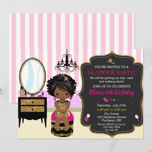 Makeup verjaardaguitnodiging Keuze nagellak uitnod Kaart (Voorkant / Achterkant)