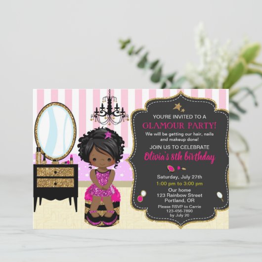 Makeup verjaardaguitnodiging Keuze nagellak uitnod Kaart (Staand voorkant)